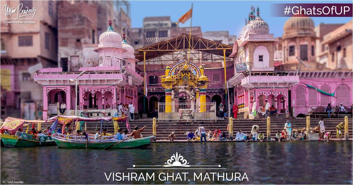 indiawtm2016's tweet photo. The serene Vishram Ghat is one of the most famous ghats in #Mathura, located on the banks of river Yamuna. The chants and mantras of the evening aarti here are sure to leave you mesmerized. #GhatsOfUP #IncredibleIndia #UPtourism #Indiatourism #tourism #IndiaatITB #Reposting https://t.co/RsWFMNeBmN