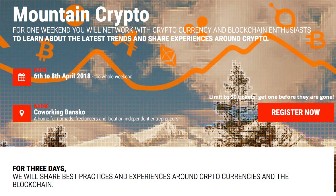 Grab the chance as long we still have Early Bird Tickets left! Join our Mountain Crypto Weekend in #Bansko enjoy the great nature, meet likeminded people, visit hot springs and other attractions of this magic town. Check the event webpage: mountaincrypto.com