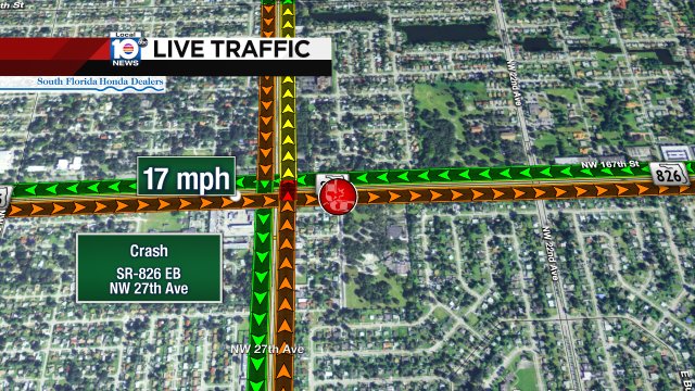 Crash on SR-826 EB at NW 27th Ave #traffic https://t.co/KICo1cMusS