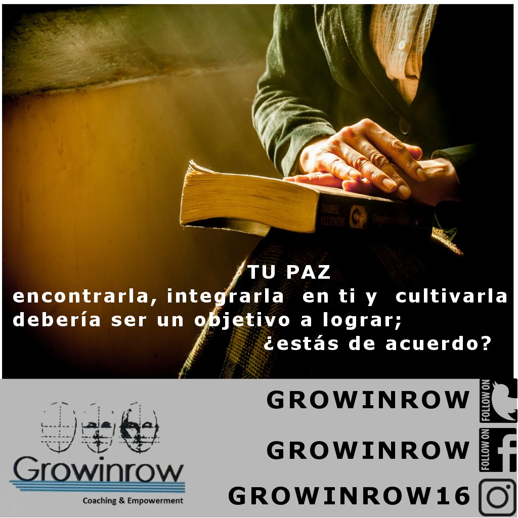 GrowInRow's tweet photo. Hoolaa!!!!!!!; casi terminando la semana con sus exigencias y tribulaciones... Seguramente pasarán, sin embargo estar en PAZ siempre te acompañará.
Te apoyamos a encontrarla.
#growinrow  #coaching  #logros  #motivacion  #coachingejecutivo #actitudes #Duelo #divorcio #asertividad https://t.co/w6t27W0V40