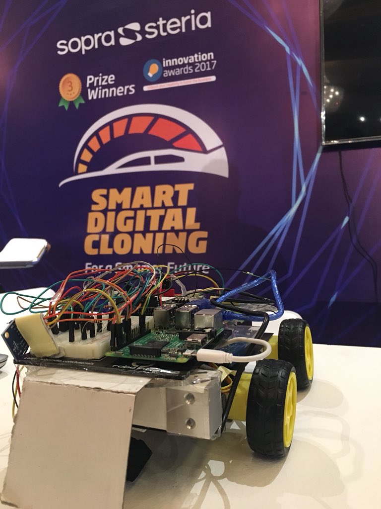 SopraSteria_IN's tweet photo. The 3rd prize winners of Sopra Steria’s Innovation Awards 2017 in action at #MoveUp18! Sopra Steria’s digital team was lauded for their smart digital cloning prototype, a smart digital car that captures digital images & stores it on a blockchain network.
#SopraSteriaIndia https://t.co/kvb6Qlb0CK