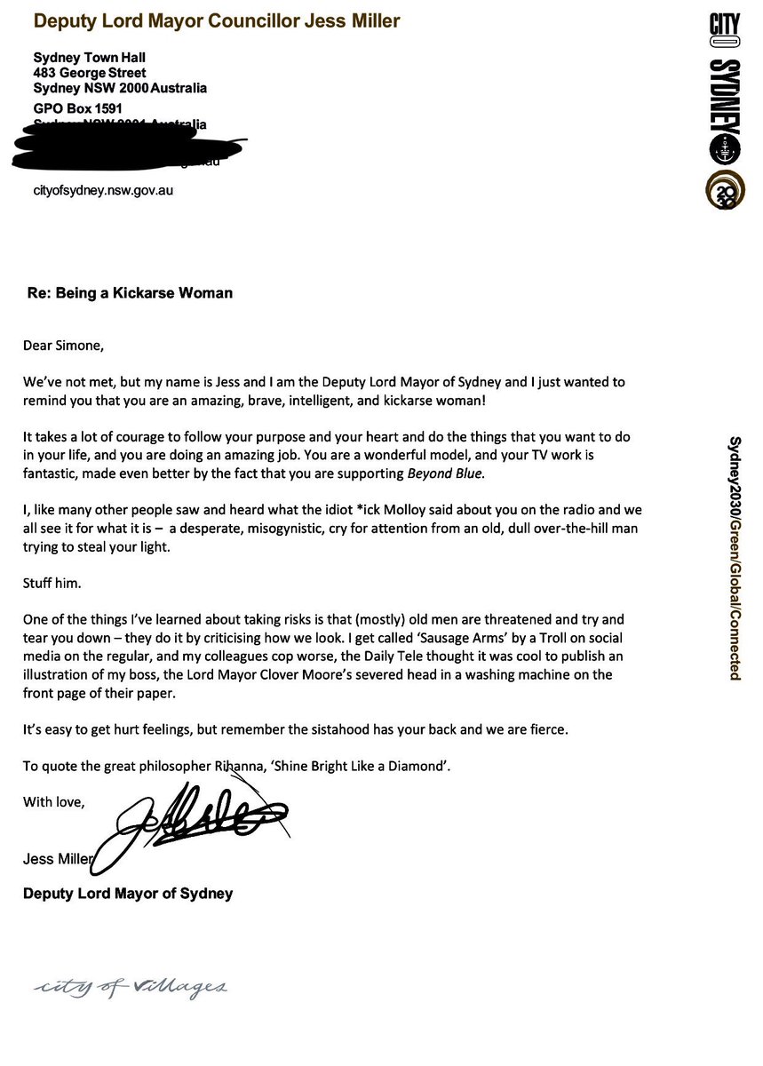 moan_holtz's tweet photo. TFW you get a letter of support from the DEPUTY LORD MAYOR OF SYDNEY @jem1ller #girlpower #CelebSimone #ImACelebrityAU https://t.co/403JpOuHZL