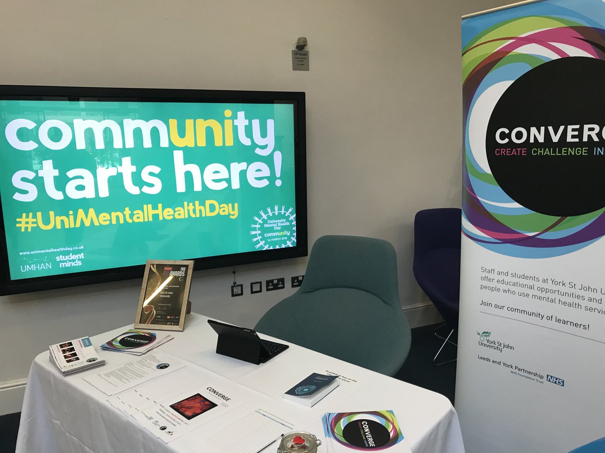 ConvergeYork's tweet photo. *Nothing will stop Converge*
 @discoverhubyork Emma sledged into work and Matt is at #unimentalhealthday in @YorkStJohn Holgate Reception https://t.co/AHIJo2tFR9