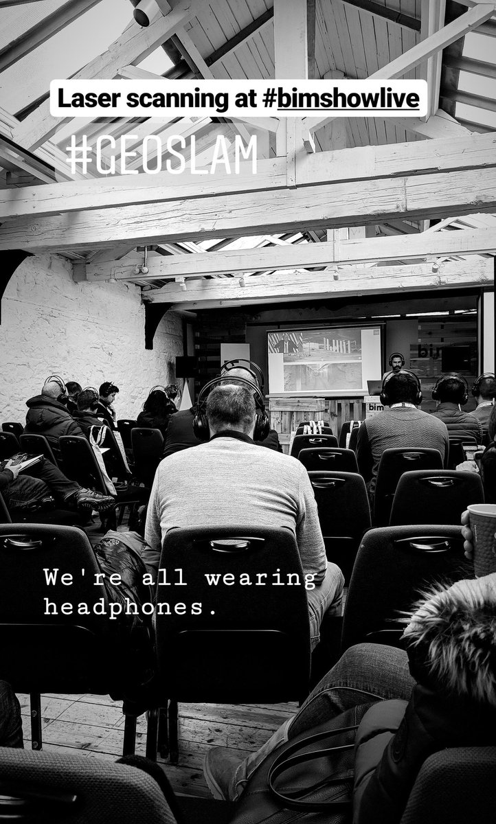 I initially questioned why a conference should provide headphones as a solution to poor sound and design, but it actually works really well. #BIMShowLive