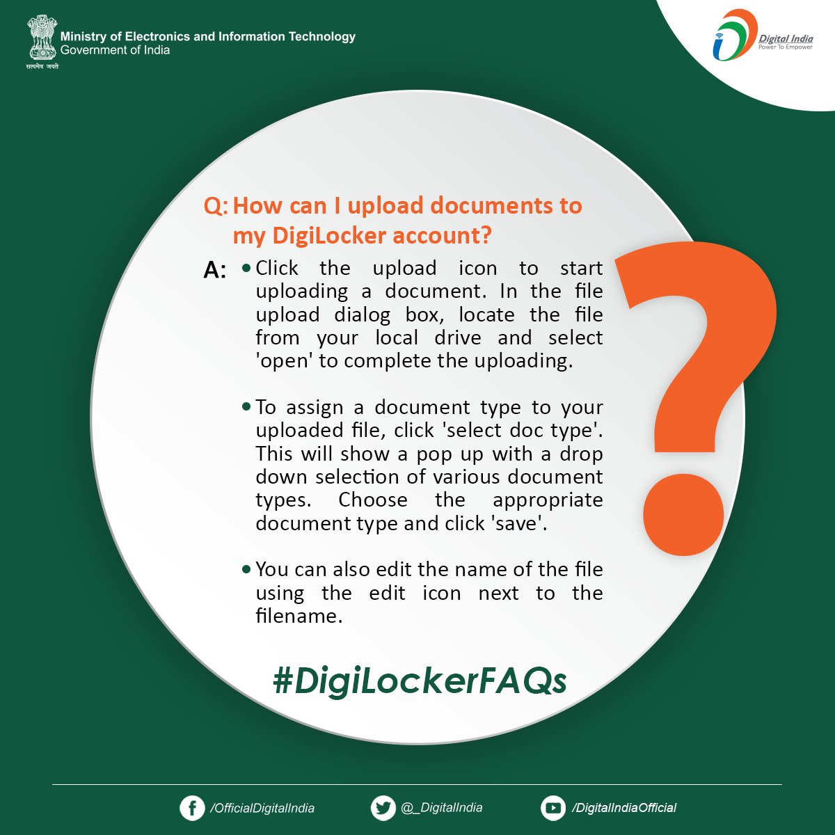 _DigitalIndia's tweet photo. #DigitalIndiaFAQs | How can i upload documents to my @DigiLocker account? 

#DigiLockerFAQs #DigitalIndiaFacts https://t.co/6CggSLfKqF