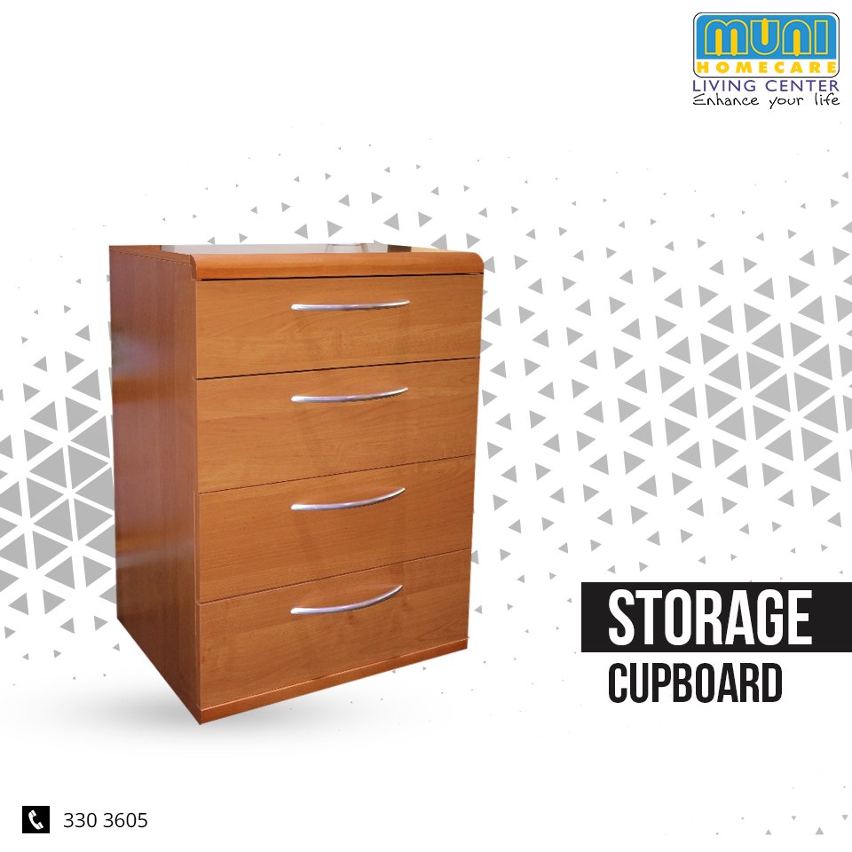 A 4 drawer storage cupboard is the perfect solution, to neatly keep your stuff away and also can sub as a dressing table.

#MuniHomeCare #AllYourFurnitureSolutionsUnderOneRoof #StorageCupboard #AffordablePrices #LongLastingQuality