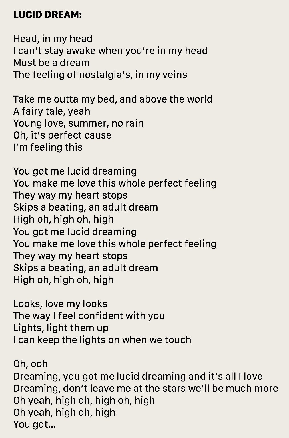 Happy birthday Kesha,
Some potential new lyrics to an unreleased bop, Lucid Dream   