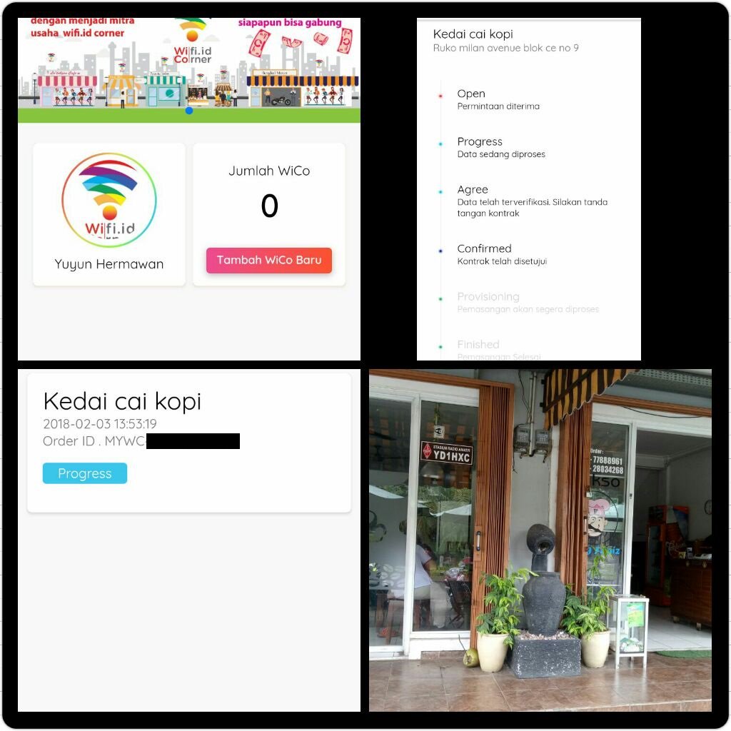 Segera hadir wico 2.0 (wifi corner) di Kedai Cai Kopi, (Ruko Milan Avenue blok ce no 9 Bogor). Kamu Kapan? Ayok Gabung! #warnetzamannow
smartbisnis.id/wico
Google Play : bit.ly/mywicoapp
App Store : bit.ly/Mywicoappstore
WA 085252356151
Telegram @WiFiReg2