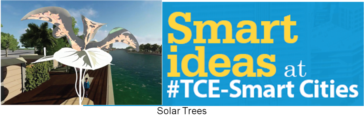 TCEConnect's tweet image. Smart ideas #TCE-Smarticites @TCE_News #SolarTrees for smart lighting where solar panal 'leaves' provide energy for lighting.