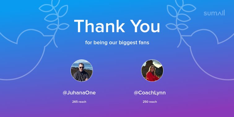Our biggest fans this week: <a href="/JuhanaOne/">Juhana Huotarinen</a>, <a href="/CoachLynn/">CoachLynn</a>. Thank you! via sumall.com/thankyou?utm_s…