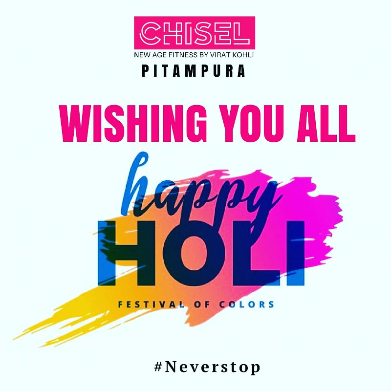 ChiselPitampura's tweet photo. CHISEL Fitness Centre, Pitampura
Wishing you all a very Happy Holi.

#Holi #Fitness #Festival #Gym #Club
#NeverStop  #ViratKohli #Chisel  #ChiselPitampura https://t.co/lIDt98WLlL