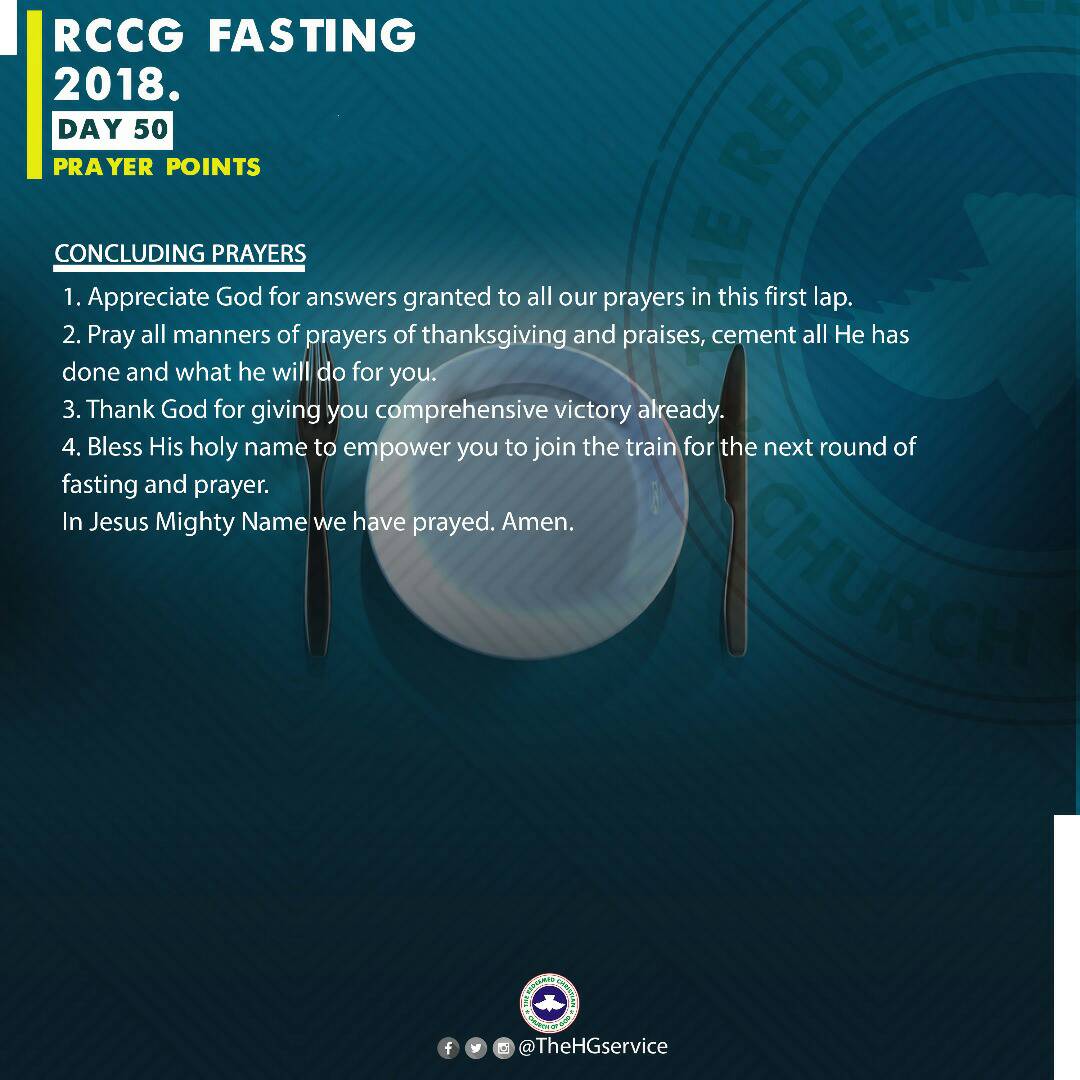 rccghq's tweet photo. CONGRATULATIONS!
CONGRATULATIONS!!
CONGRATULATIONS!!!
It's 50th Day of Our fasting
Thank God for giving you comprehensive victory already.
#RCCGFAST2018
Prayer Points. https://t.co/DJ3Rgyr1go