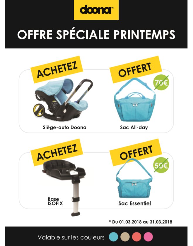 Bebe9Claye's tweet photo. [OFFRE DOONA SPECIAL PRINTEMPS] Pour l’achat d’une Doona, Simple Parenting offre le sac Nursery ALL DAY et pour l’achat de la BASE ISOFIX, Simple Parenting offre le sac ESSENTIAL assorti à la poussette.
Profitez-en ! Offre valable du 1er au 31 mars 2018 >> https://t.co/JeScyd4Fyy https://t.co/TXwKis7E7t