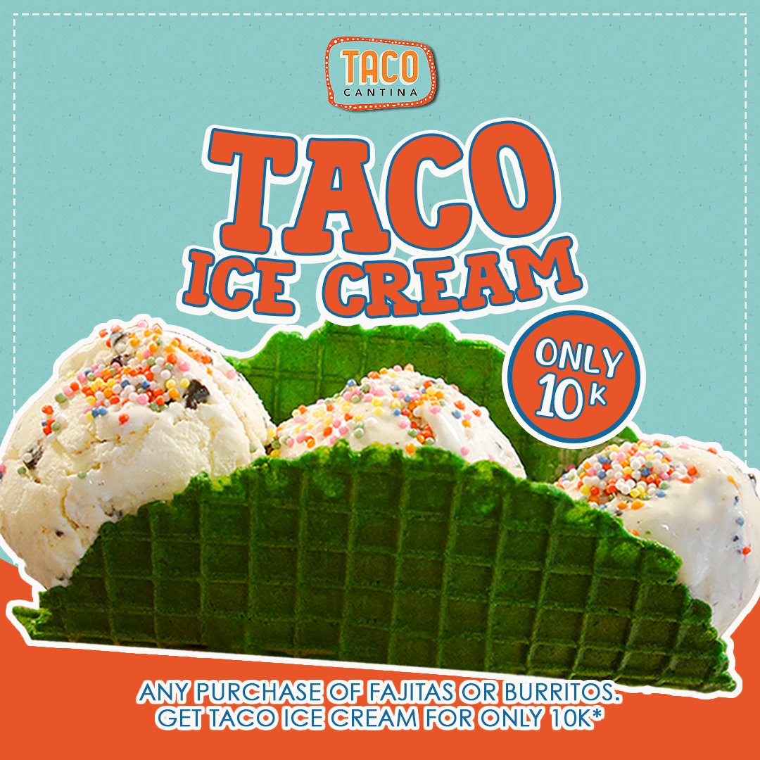 Get Taco Ice Cream for only 10K! for any purchase of Fajitas or Burritos.
#tacocantina #mexicanfood #jakartarestaurant #instafood #food #tebet