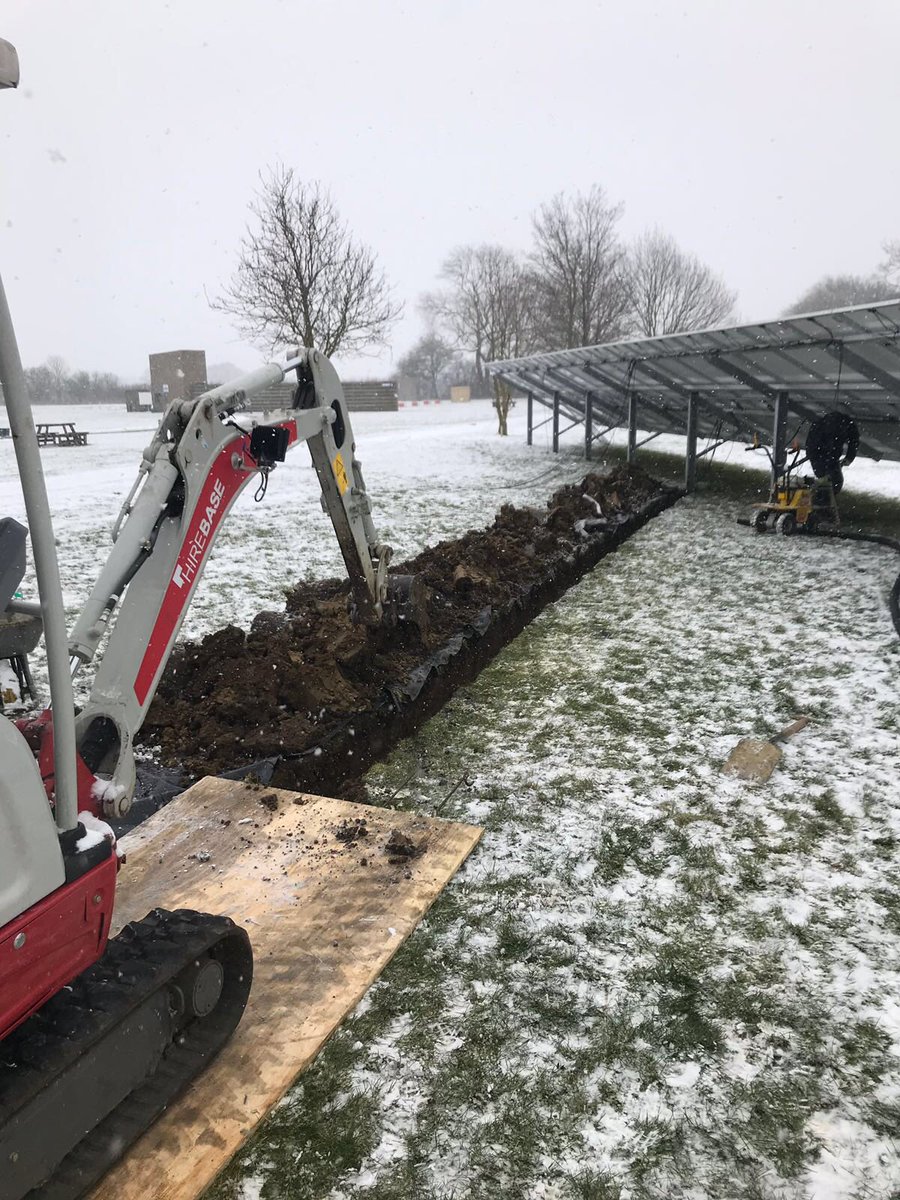 I think it's even colder and even whiter today than yesterday but the team have arrived onsite and going to get as much done as possible!! #GreenioTeam #ComeRainOrShine #TeamWork #Snow #Orston #NothingStopsUs #WorkWorkWork #SolarPV #BatteryStorage #Install #OrstonShootingGround