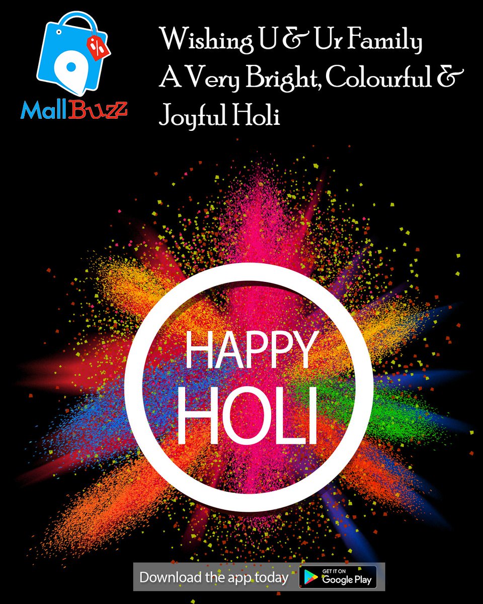 TheMallBuzz's tweet photo. Wish you happy &amp; colorfully Holi.
#holi #holipune #holydays #colorfullholi #colorsoflife #instaholi #happyholydays #HappyHoli #happyhotiday #holiparty #holipartyfestival #holi2k18 #hapyholidayz #happyholigram #happyholigays #happyholidays2018 #holiparty2k18 #holipartyfest https://t.co/SQ9hQWVnu9