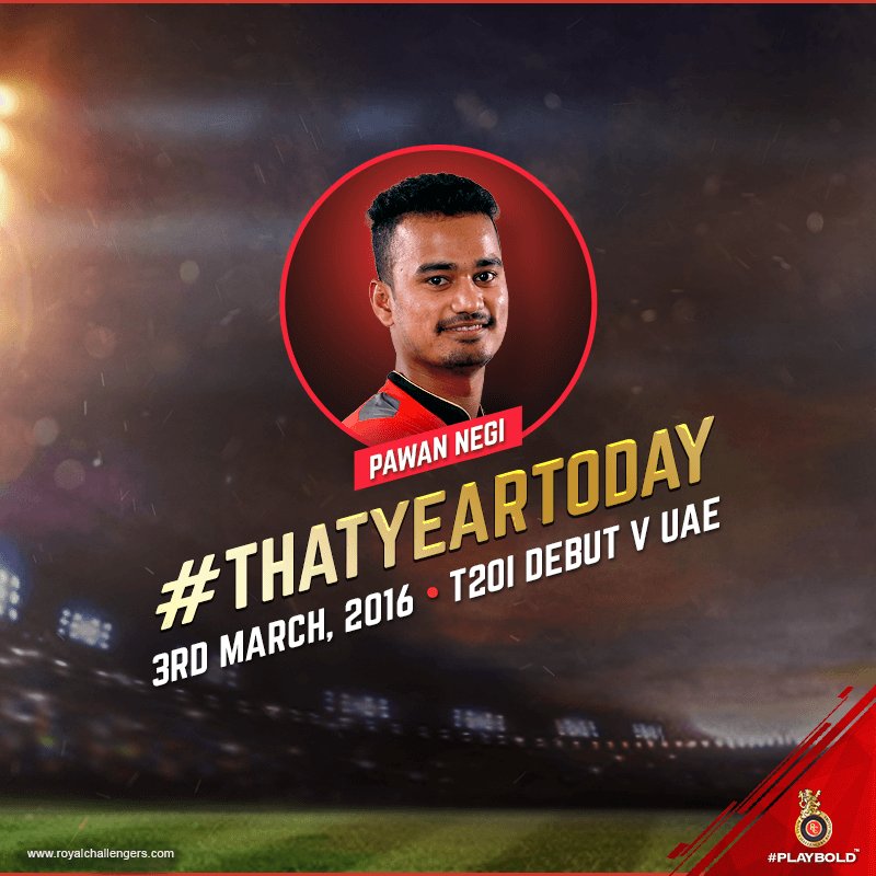 RCBTweets's tweet photo. Pawan Negi made his T20I debut #ThatYearToday in the Asia Cup and was also a member of ๐ฎ๐ณ's squad for the 2016 edition of the ICC T20I World Cup. #PlayBold https://t.co/XDCiTGiOE6