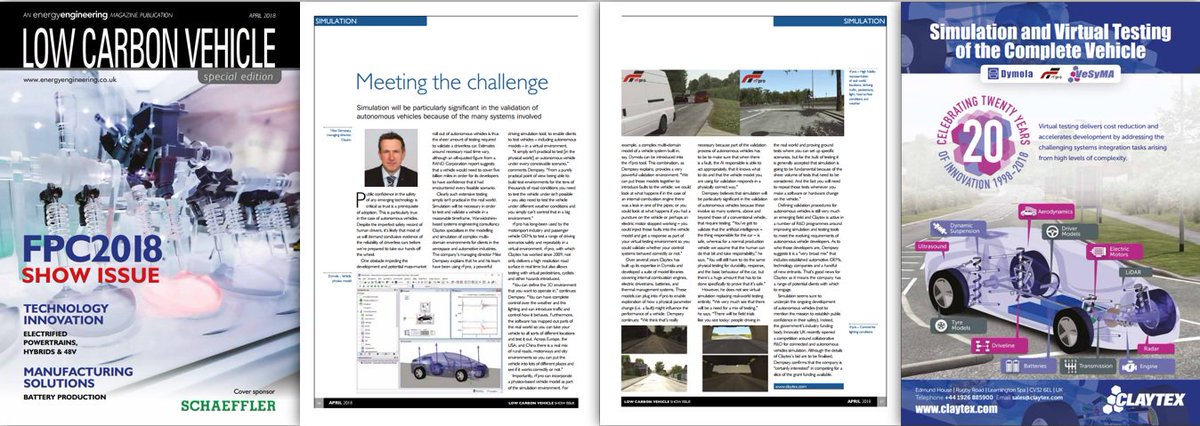 ClaytexDymola's tweet photo. Future Powertrain Conference 2018 - Meeting the Challenge - energy engineering interview Mike Dempsey, managing director of Claytex #FPC2018 @FP_Conference @LCV_Eng https://t.co/sXQ7mSBbnZ  Collect your free copy of the magazine at the conference  https://t.co/DWMBDJjMnE https://t.co/DFaeiMjYil