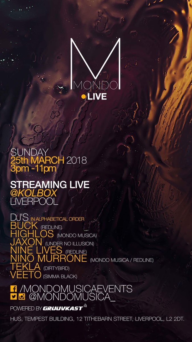 Always one of my favourite parties MONDO returns Sunday 25th March at KOLBOX, Liverpool. I’ll be playing alongside BUCK, TEKLA, Jaxon &amp; more...