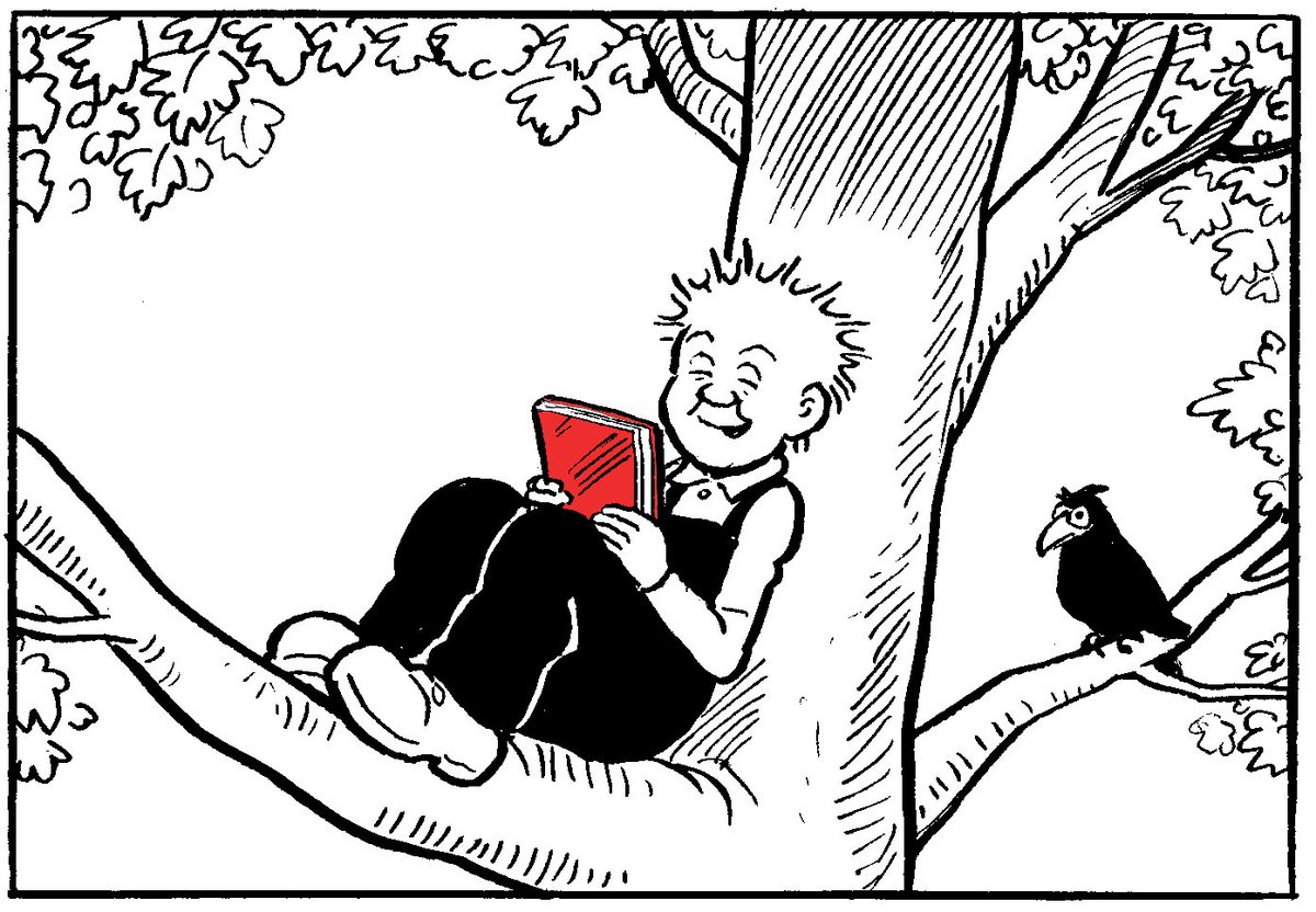 AbodysWullie's tweet photo. A’body thinks oor Wull only sneaks awa tae get uptae mischief, but sometimes the wee scamp is just sneakin’ aff tae read his comics. Happy #WorldBookDay, a’body! https://t.co/ewUqXdCaGb