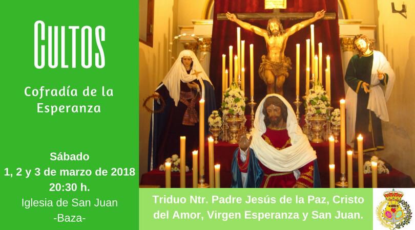 Cofrada_Esperan's tweet photo. Hoy primer día del Triduo a nuestros Sagrados Titulares. A las 20.30h en nuestra Capilla de la Ig. de San Juan. @bazasemanasanta @CofradiaDeAnd @pasioncofradegr https://t.co/wkv2vrgHe1
