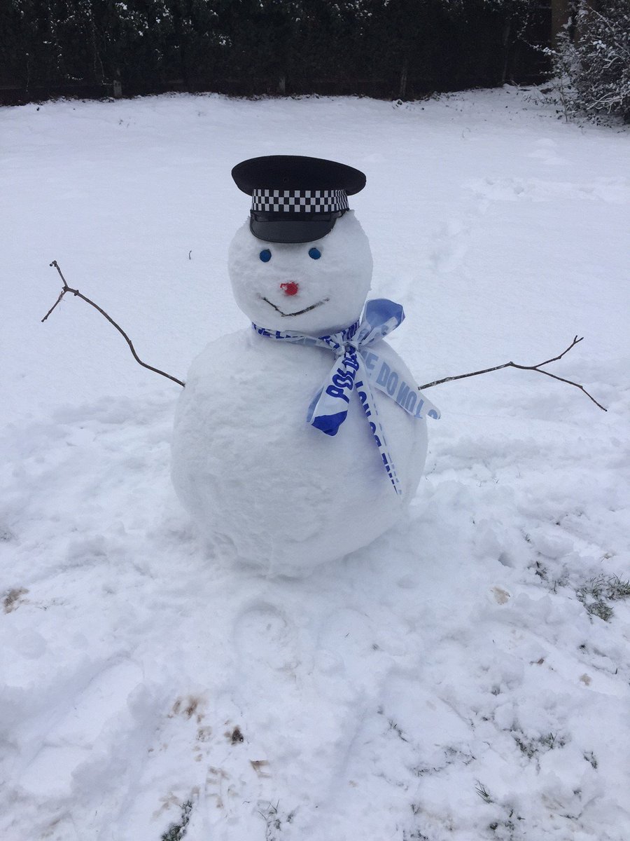 SuffolkPolice's tweet photo. Frosty here isn't driving today because his journey isn't urgent (and because he's a snowman) if your journey isn't urgent then we are advising against travel. #SuffolkRoads https://t.co/zTiZktbkE5