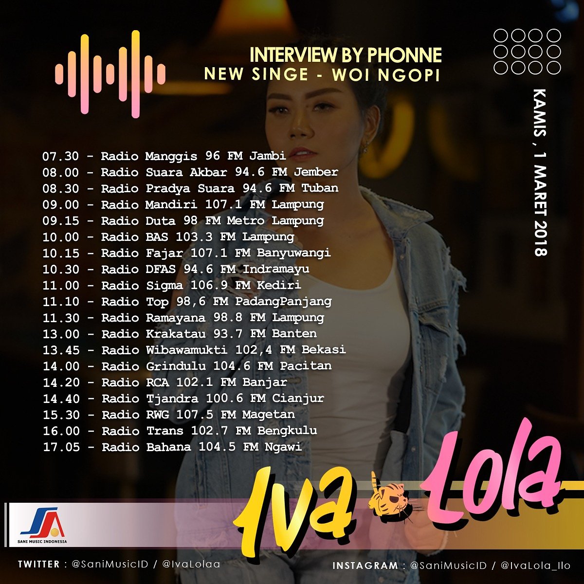 bahana_ngawi's tweet photo. #PhonerInterview 
#Jam. 17.05 
W/@ivalolaa #WoiNgopi 
#Label :@SaniMusicID 
W/@linaw360 
MD @saraswatidn 
Streaming https://t.co/cH3FWIGnKc https://t.co/I1OOKQ0Hyw
