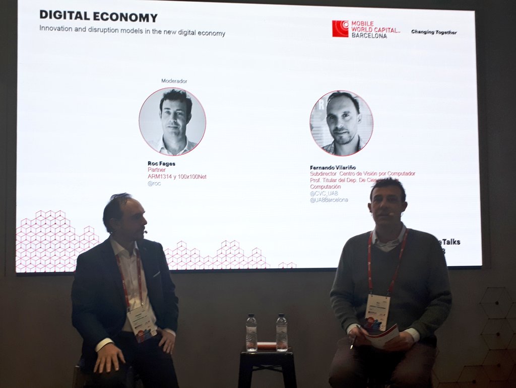 EnginyeriaUAB's tweet image. Fernando Vilariño from @CVC_UAB @enginyeriauab @UABBarcelona at #mobiletalks #MWC18 speaks about digital economy @PRUAB @coenginyuab
