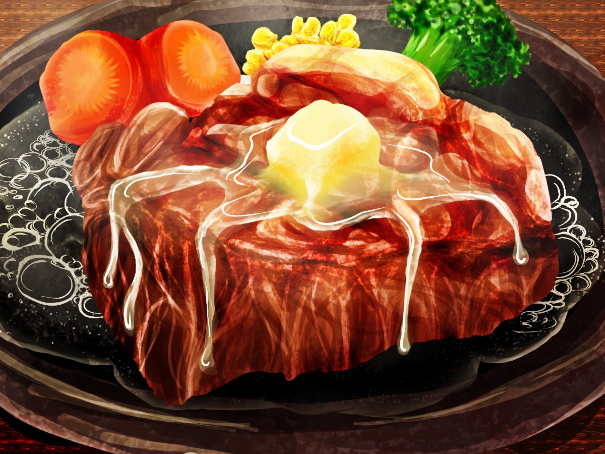 安酉鵺 V Twitter Yonyon76 先生のステーキ絵見ててお腹空いたので肉描いてみました めっちゃ腹ペコです おにくたべたい www 肉描いたらめっちゃ腹減る