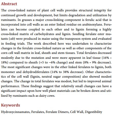 Scirp_Papers's tweet image. Cell Wall Characteristics of a Maize Mutant Selected for Decreased Ferulates #FerulateDimers #Digestibility More @ mrw.so/1sFsge