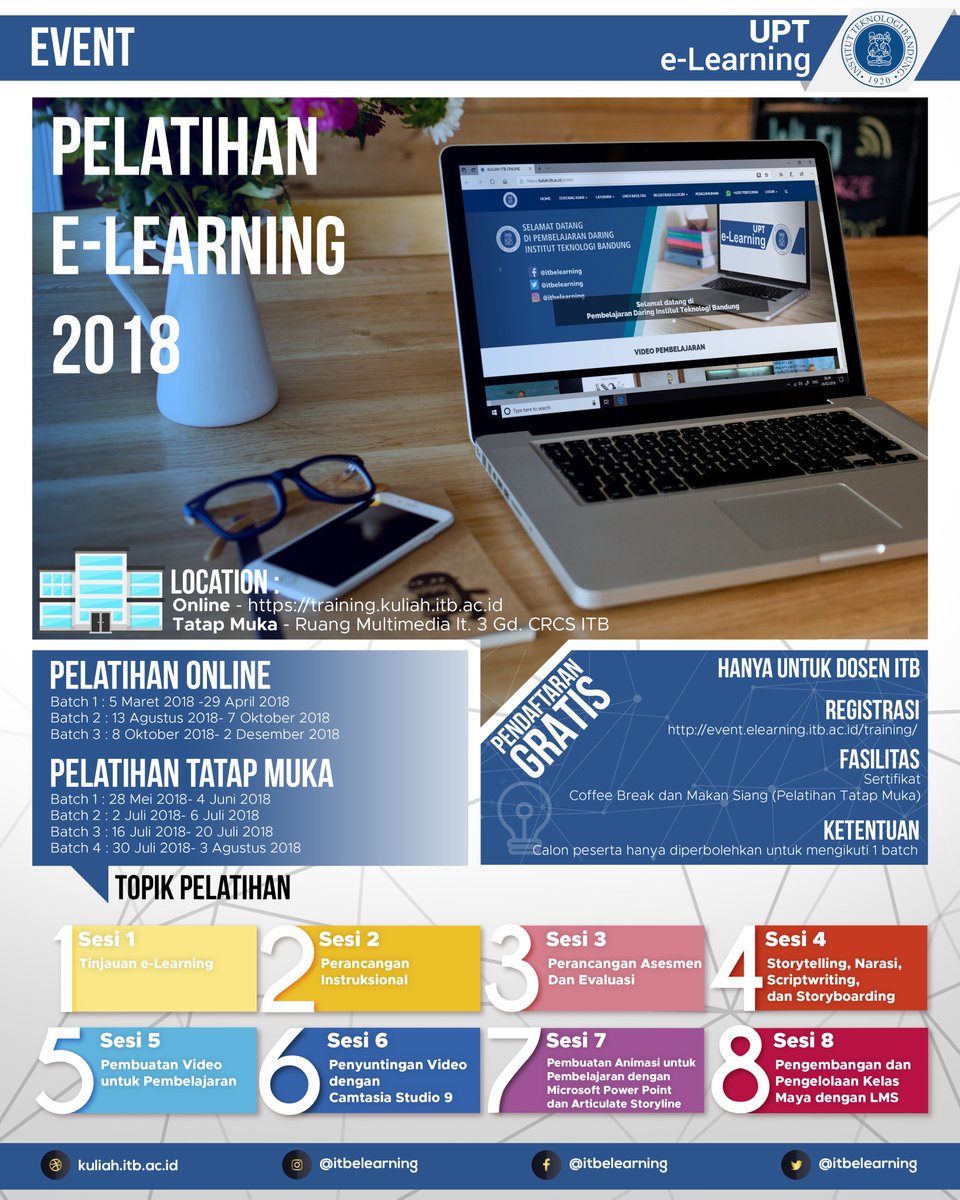 ditbangdik_itb's tweet photo. Bergabunglah bersama puluhan #dosenjamannow @itbofficial lainnya. Segera daftarkan diri anda karena hari ini batas akhir pendaftaran pelatihan e-Learning. Untuk registrasi, pilih salah satu jadwal pelatihan disini https://t.co/7WmQb08WHo #itbelearning #pelatihan #dosen https://t.co/LbgbmsbS3L