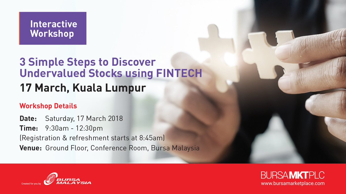 #WorkshopAnnouncement Hi KL Folks! Learn how to discover hidden stock investment opportunities using FINTECH in 3 simple steps. Register at equitiestracker.com/A2_3_Simple_St…