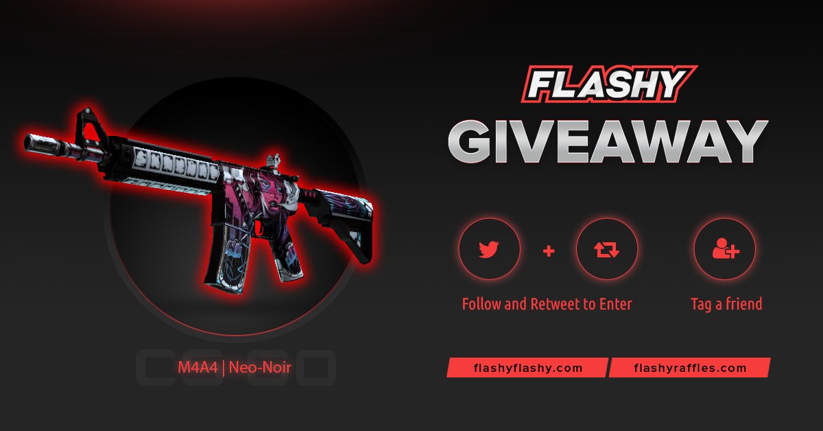 flashyflashycom's tweet photo. 24 HOUR M4A4 NEO-NOIR GIVEAWAY !!!

To win:
✔️ Retweet
✔️ Follow us 
✔️ Visit: https://t.co/P427hvKe7g 
✔️ Visit: https://t.co/6wGFU9Dz1D
✔️ Tag a friend! https://t.co/p4w8jXITqY