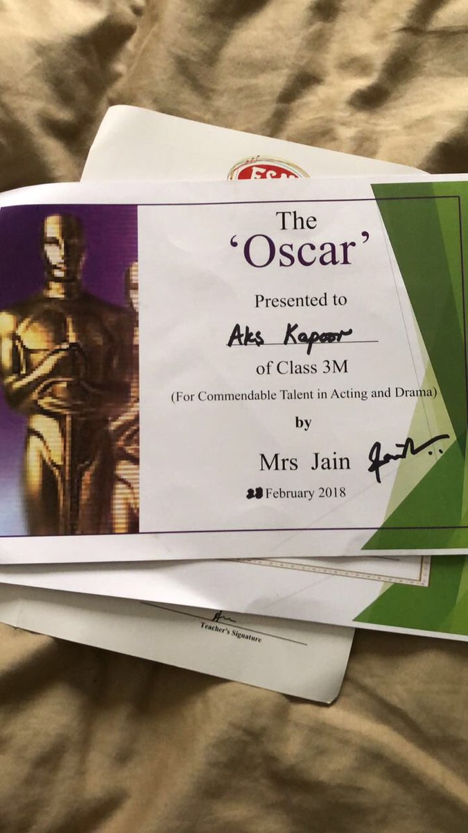 RamKapoor's tweet photo. My 9 year old boy has just shown me this ...and said that he has an OSCAR and I don’t ..... 🤦‍♂️🤦‍♂️ https://t.co/tTMNTqefNQ