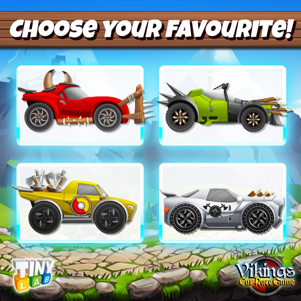 TinyLabKids's tweet photo. Choose your favorite car and start racing! Get "Viking Legends: Funny Car Race Game" on Google Play: https://t.co/5svqdkHImt or Amazon: https://t.co/P1ErFl2v8l #TinyLabKids #CarGameForKids #FreeAndroidAppsForKids #RacingGameForKids https://t.co/zFh2j8WCd9