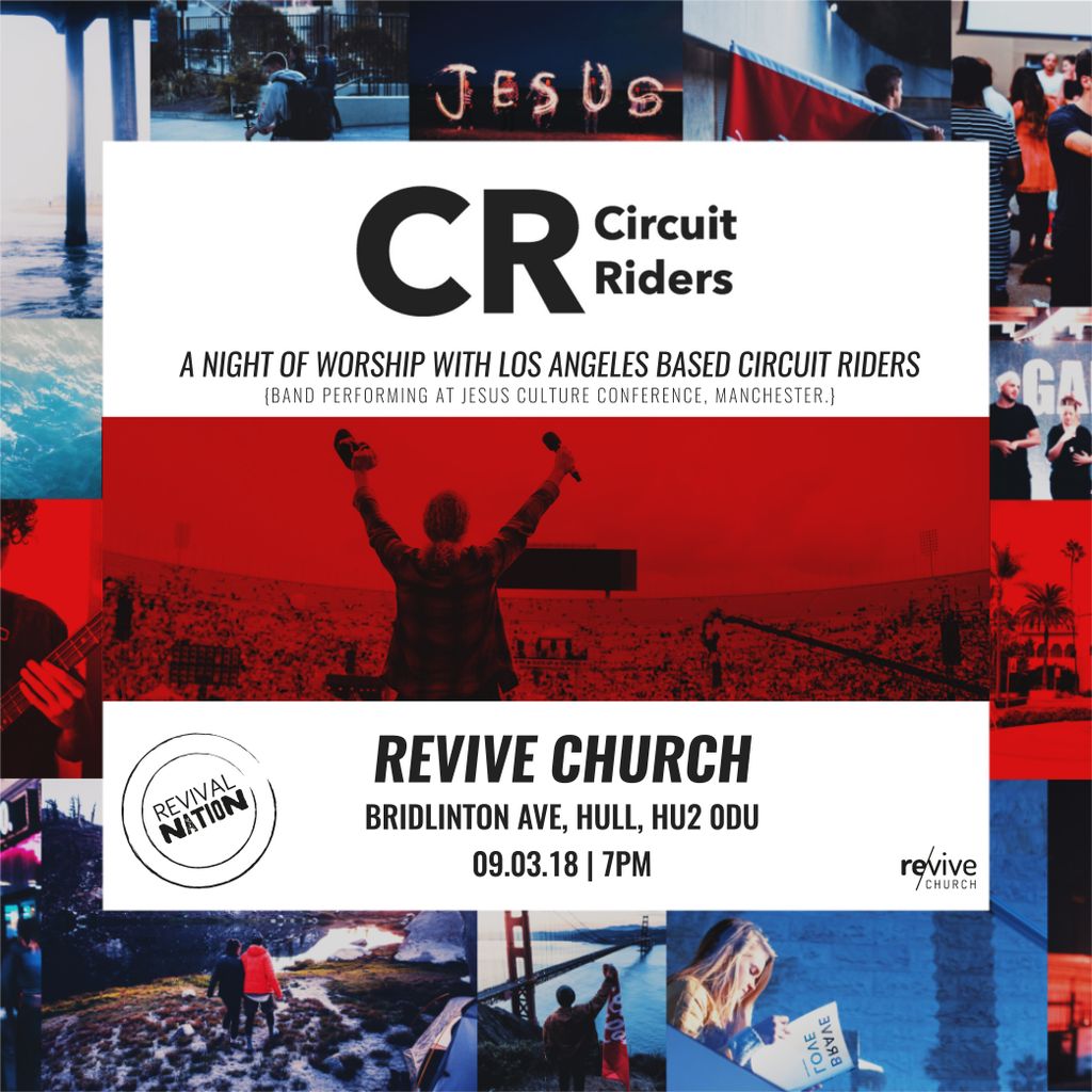ReviveChurchUK's tweet photo. CIRCUIT RIDERS ARE IN HULL. Join us Friday 9th March 7pm with Los Angeles based worship band, Circuit Riders, who are stopping off at Revive Church for a special night of worship before they head to play at Jesus Culture in Manchester #RevivalNation #ReviveRocks #InspiringRevival https://t.co/gWozPiKNvr