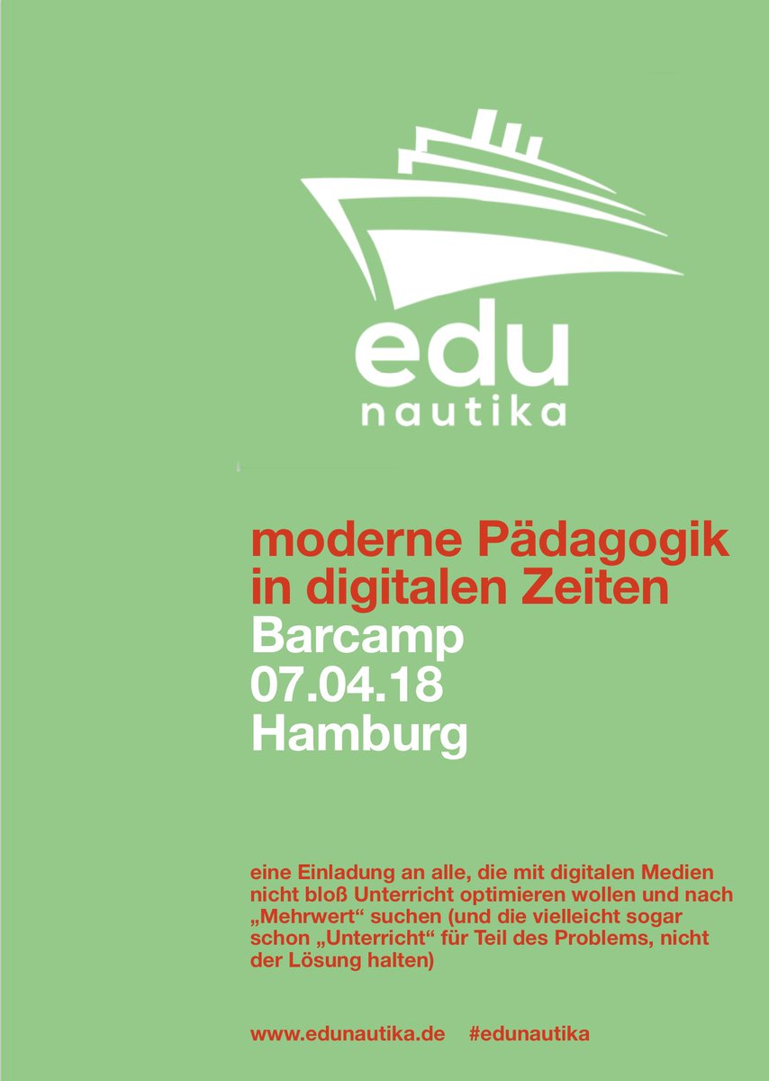 Dies ist eine Einladung an alle, die #mitdigitalenMedien nicht bloß Unterricht optimieren wollen und nach „Mehrwert“ suchen (und die vielleicht sogar schon #Unterricht für Teil des Problems, nicht der Lösung halten).
edunautika.de #edunautika