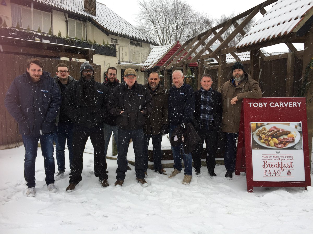 dataphonecomms's tweet photo. “Sno’ stopping us!!” #Dataphone Engineers’ team breakfast meeting @tobycarvery to discuss #lockdown procedures in #schools. https://t.co/oCwDI3BypC