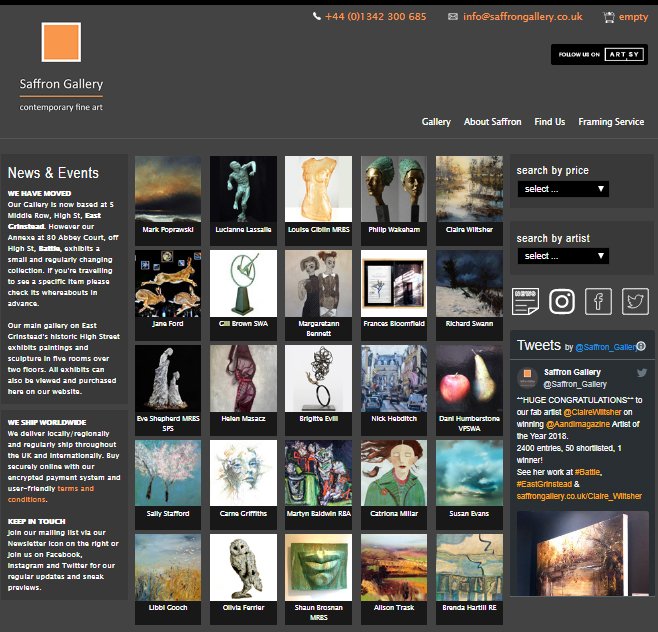 WE ARE CLOSED TODAY (Thurs) due to the inclement weather. Pls check before travelling to see us over next few days. Always open here saffrongallery.co.uk