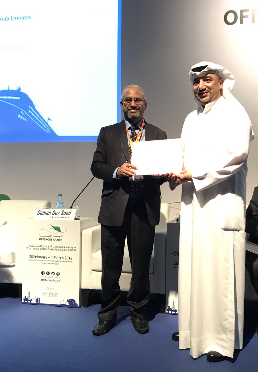 OffshoreArabia's tweet photo. Mr. Daman Dev Sood, receiving a certificate of appreciation. https://t.co/t9knhnBKrr