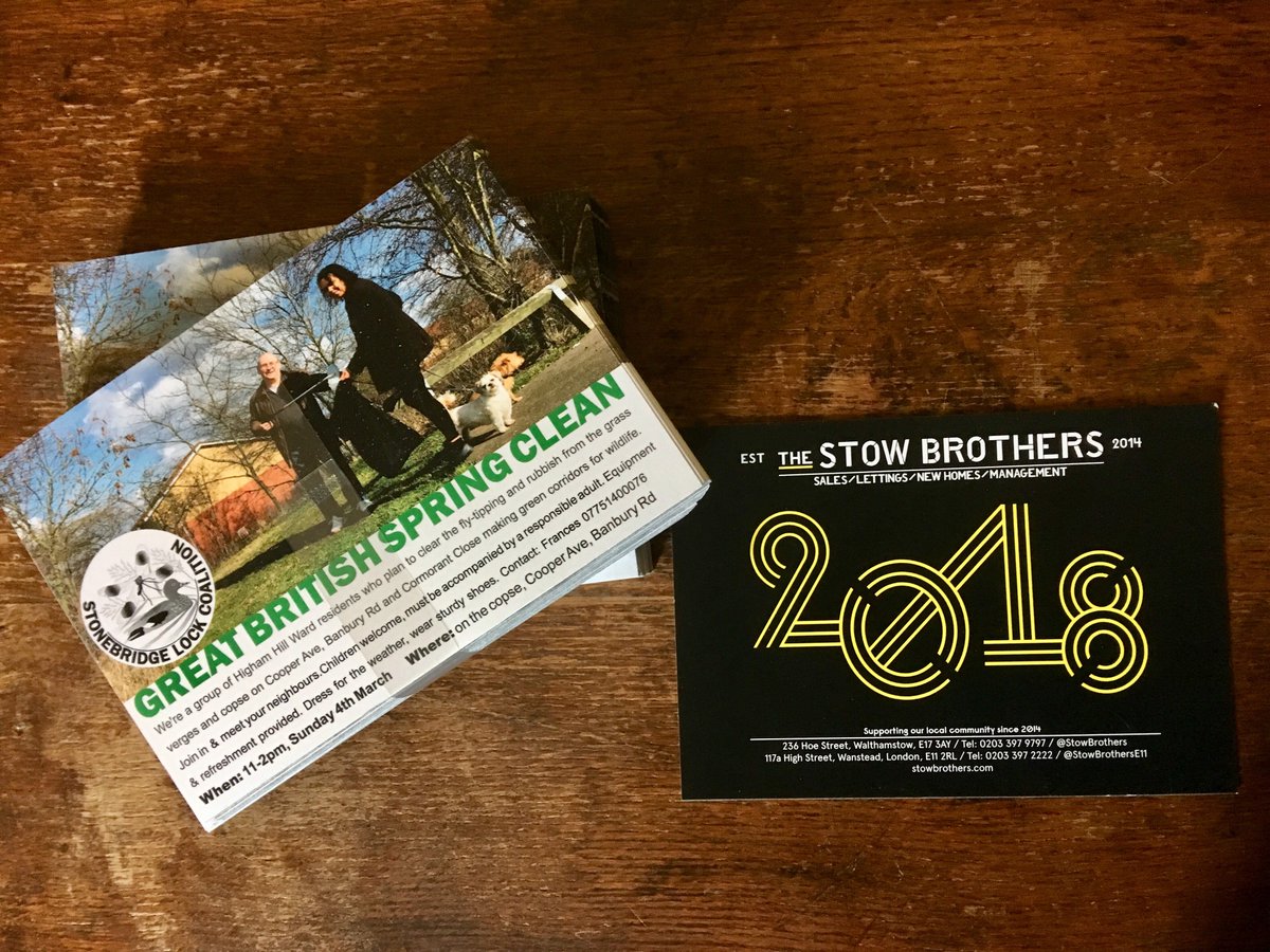 StonebridgeLock's tweet photo. Nothing like a dose of warm fuzzy #community spirit to cheer the cockles on a snowy, blowy morn! Thank you @StowBrothers for printing flyers for our #WFSpringClean this Sun4th, 11-2pm, Cooper Ave, Banbury Rd #mylocalculture #lovewhereyoulive https://t.co/byN3aHvZ5b