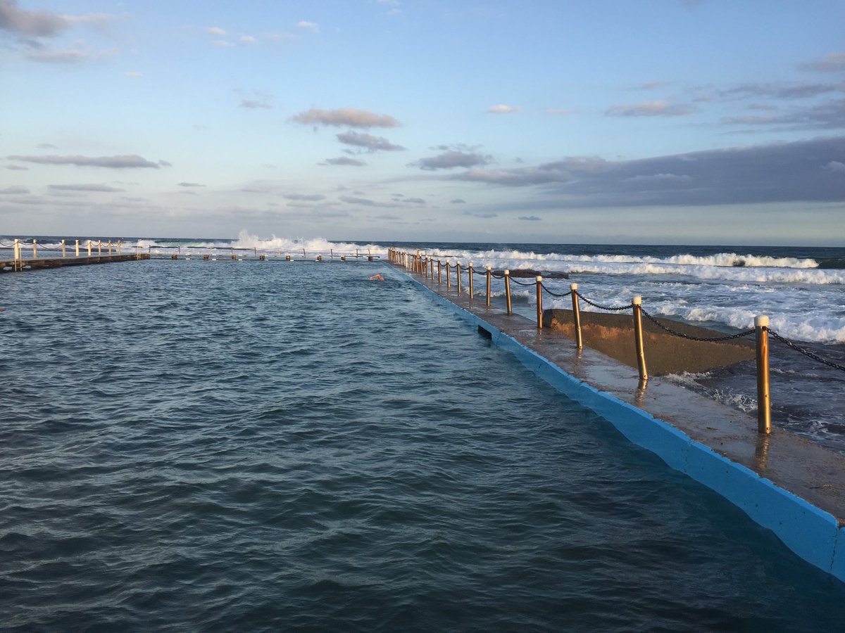 JessicaDAmir's tweet photo. A great way to close off a long day with an ocean pool swim on #Sydney’s northern beaches. A few laps of #Narrabeen’s 50 metre pool never hurt anyone, except me...the waves smashed on my head mid breath 10 times #wasntexpectingthat #Swimming #hellllp #gulp #Wilson 🤓😎 https://t.co/tLMp1cKJRc