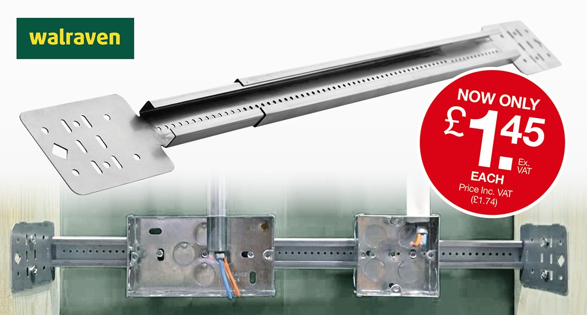 YESSSElectrical's tweet photo. The Rapid Sliding Wall Bracket from @walravenUK is great for fast mounting of electrical boxes, conduit and more within stud walls. It’s made in the UK from high quality galvanized steel. #SpecialOffer at YESSS https://t.co/7A1Sekwua5