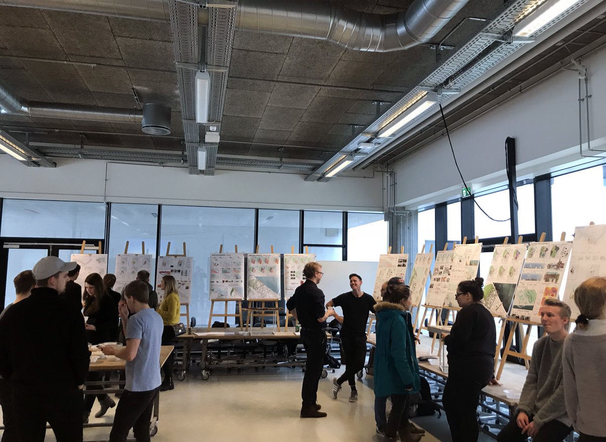 DrMicMartin's tweet photo. Fantastic #AalborgUniversity #UrbanDesign exhibition yesterday! Big thanks to @AalborgKommune's Head of Municipal Projects - Thomas Birket-Smith - for presenting on #Aalborg's #Spritten site & engaging with our BSc + MSc students. Great craic had by all at our #Akvavit afternoon! https://t.co/zxoE6FYSXv