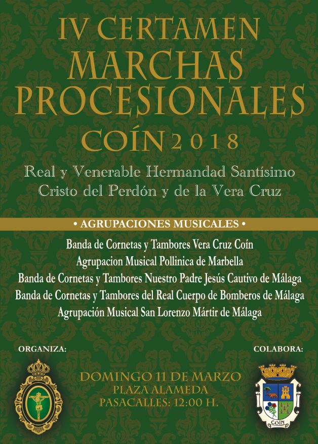 bandacautivomlg's tweet photo. 📅AGENDA📅
El próximo día 11 de marzo actuaremos d.m. en el "IV Certamen Marchas Procesionales Coín 2018" organizado por @CoinVeraCruz 
#CofradiasMLG https://t.co/UQKBWHKqgg
