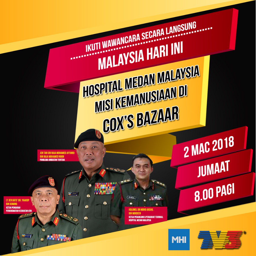 Sebagai Pengerusi Kor Kesihatan DiRaja, saya diberi kesempatan bersama YM Tan Sri <a href="/AffandiMyCDF/">MyCDF-PAT</a> &amp; Kol Dr <a href="/Arshil1805/">Arshil</a> untuk membuat perkongsian berkenaan misi kemanusiaan di Cox Bazaar, Bangladesh. Nantikan..
