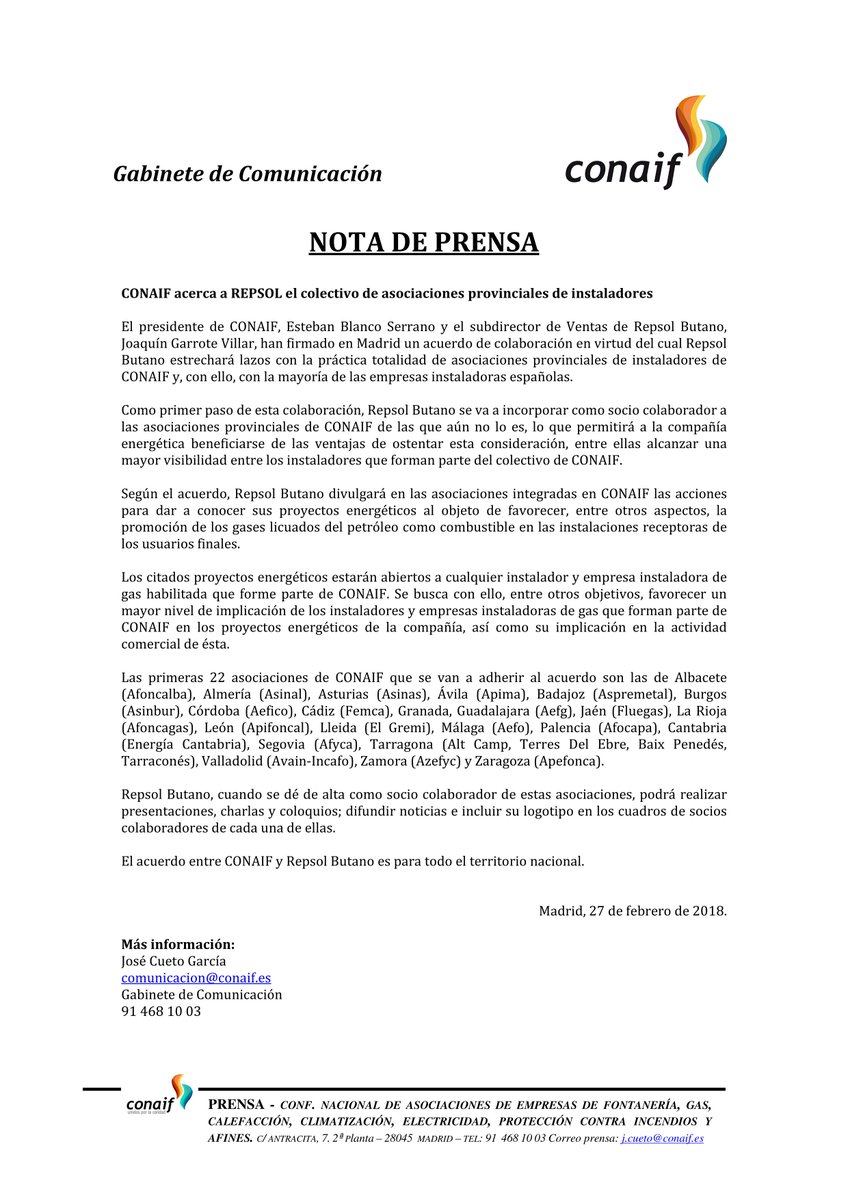 AEFOmlg's tweet photo. NOTA DE EMPRESA
 "ACUERDO FIRMADO RECIENTEMENTE POR CONAIF Y REPSOL " https://t.co/VoUNYcd7xn