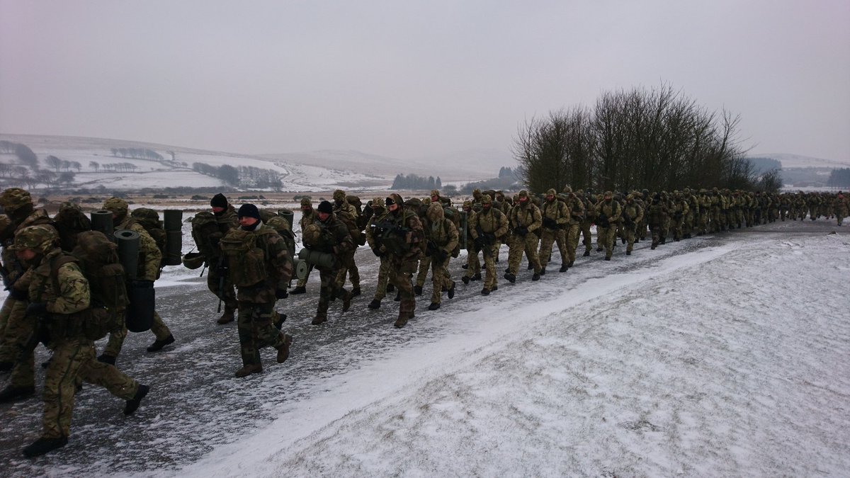 DartmouthBRNC's tweet photo. Is there anything more military than a yomp in the field with all your kit? Our militarisation cadets (18/1) are well on their way from civilian to Naval Officer. Their first major test begins in just over a week... https://t.co/SGCOGR3BHr