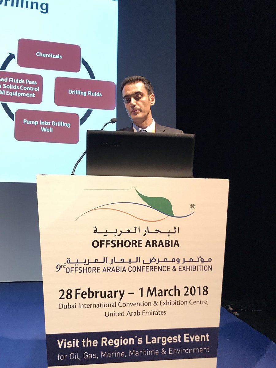 OffshoreArabia's tweet photo. Mr. Mohsen Mohammad Khanbeigi, Chief Executive &amp; Managing Director of Palay Hafr Sabz Ltd (PHS), currently speaking on ‘Drilling Fluids Recovery, Zero Commercial Fluids Discharge Package’ https://t.co/wy4EQi76dM