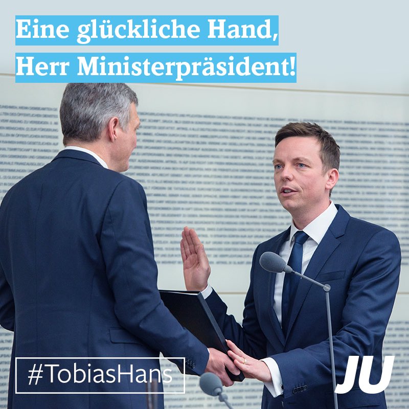 Junge_Union's tweet photo. Deutschlands jüngester Regierungschef! Wir freuen uns auf @tobiashans und wünschen ihm viel Erfolg. #Saarland https://t.co/Lf2Hl5U88z